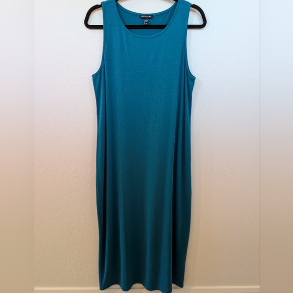 Eileen Fisher Dresses & Skirts - Eileen Fisher sleeveless tank maxi stretch sheath dress size medium aqua turquoi